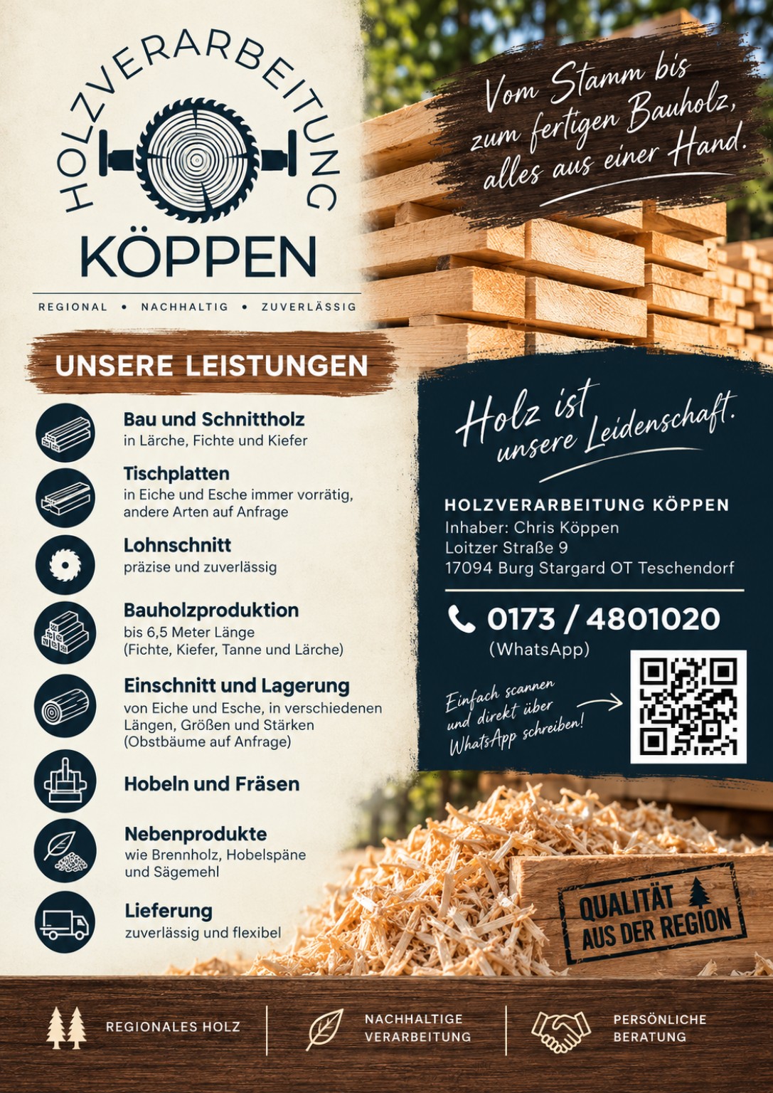 Flyer der Holzverarbeitung Köppen